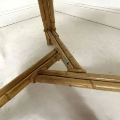 Salon Audoux-Minnet en rotin, 2 fauteuils et table 1950-1960