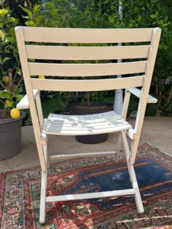 Salon de jardin bois blanc vintage