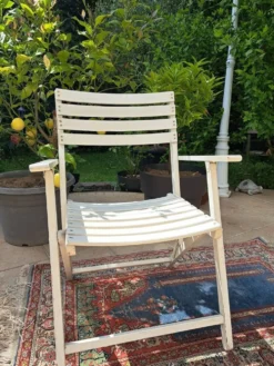 Salon de jardin bois blanc vintage