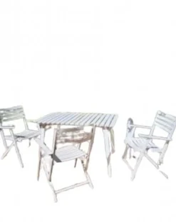 Salon de jardin bois blanc vintage