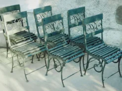 Salon de jardin 6 chaises dit de Vichy ? Art nouveau 1880 ?