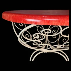 salon de jardin 1950 -fer forgé & fibre de verre- 5 pièces