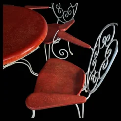 salon de jardin 1950 -fer forgé & fibre de verre- 5 pièces
