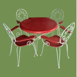 salon de jardin 1950 -fer forgé & fibre de verre- 5 pièces