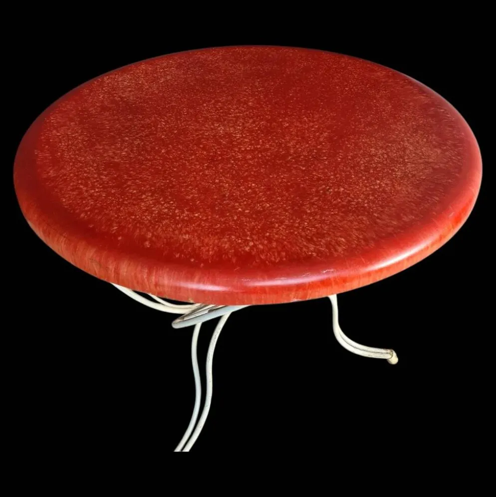 salon de jardin 1950 -fer forgé & fibre de verre- 5 pièces