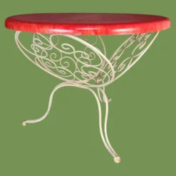 salon de jardin 1950 -fer forgé & fibre de verre- 5 pièces