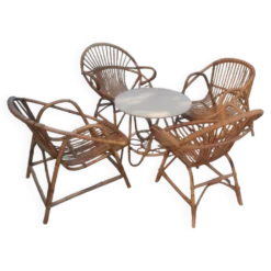 Salon de jardin rotin et bambou