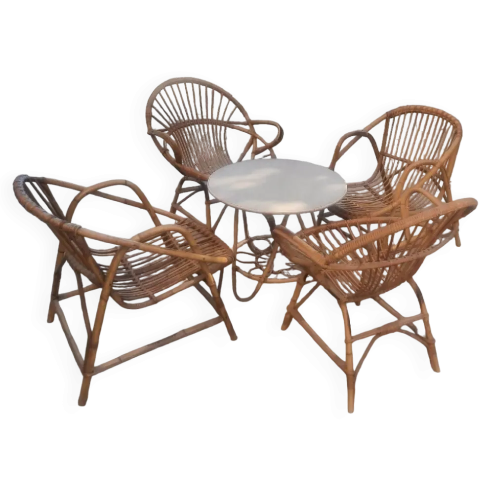 Salon de jardin rotin et bambou