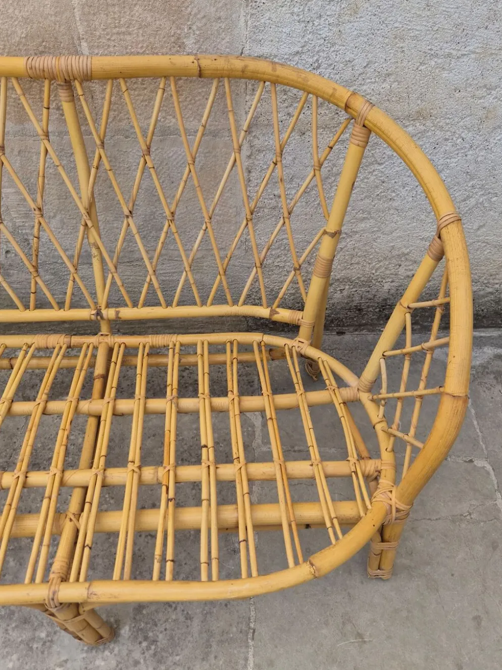 Salon de jardin Vintage en bambou et rotin - Années 60/70