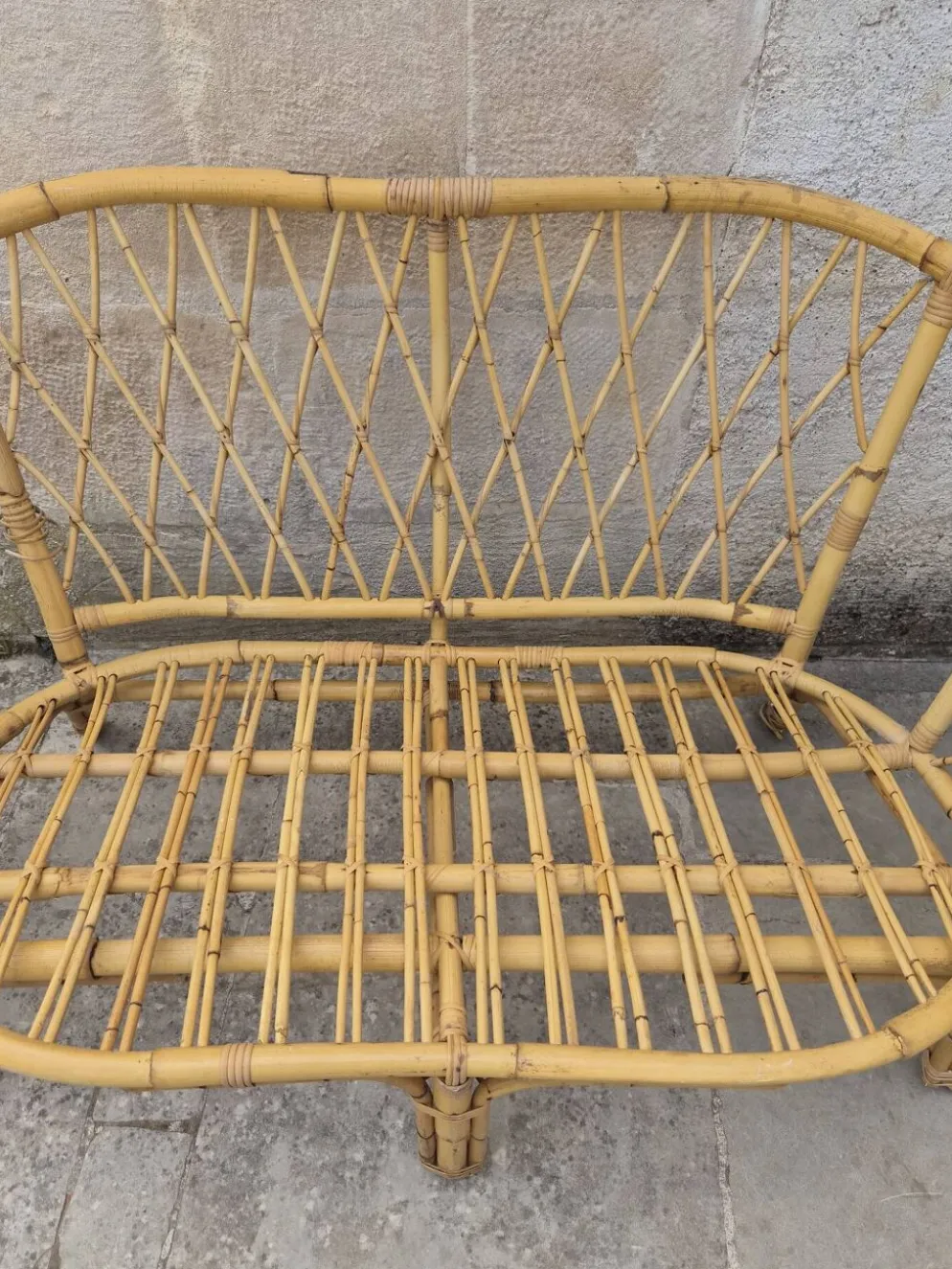 Salon de jardin Vintage en bambou et rotin - Années 60/70