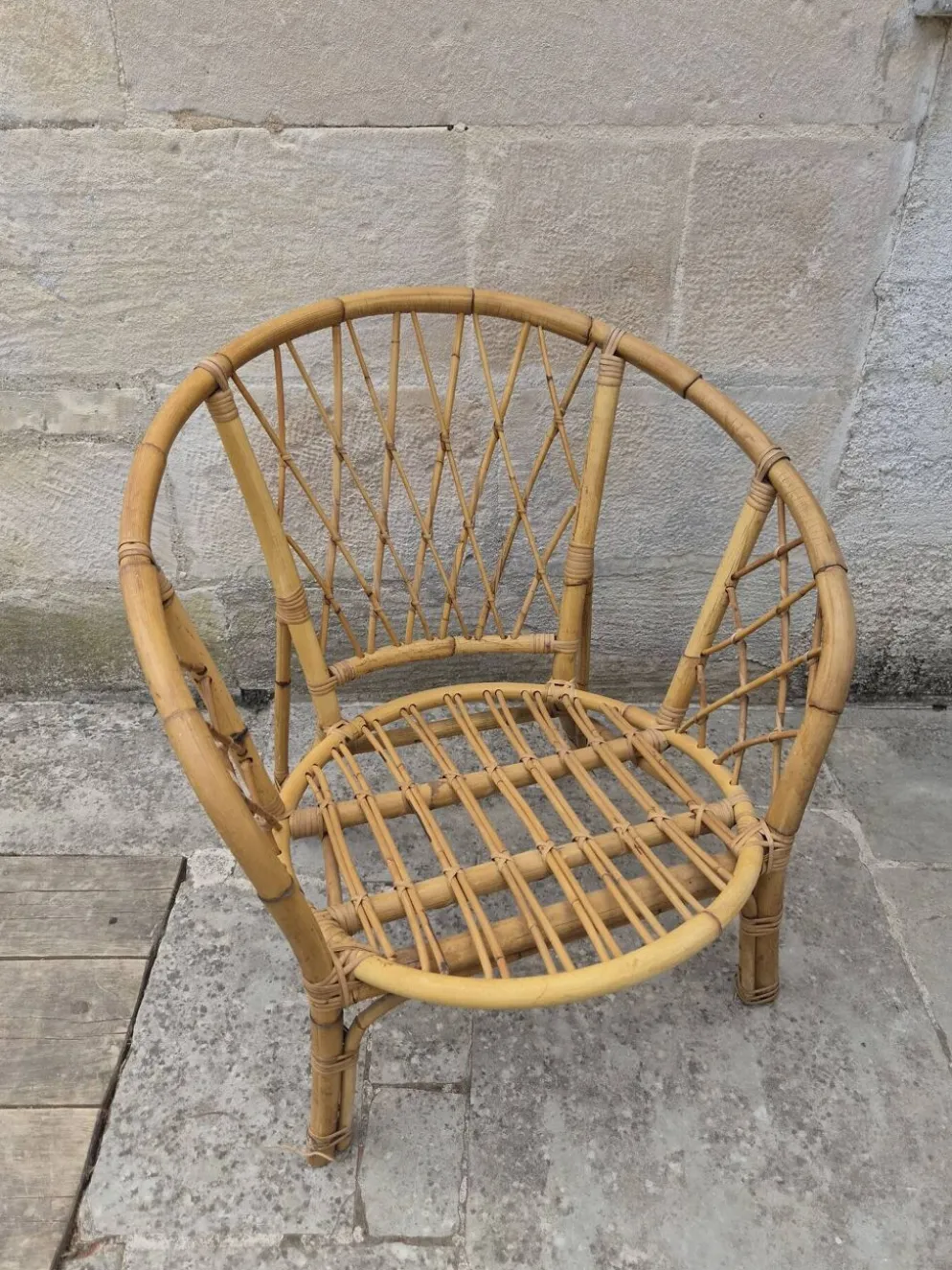 Salon de jardin Vintage en bambou et rotin - Années 60/70