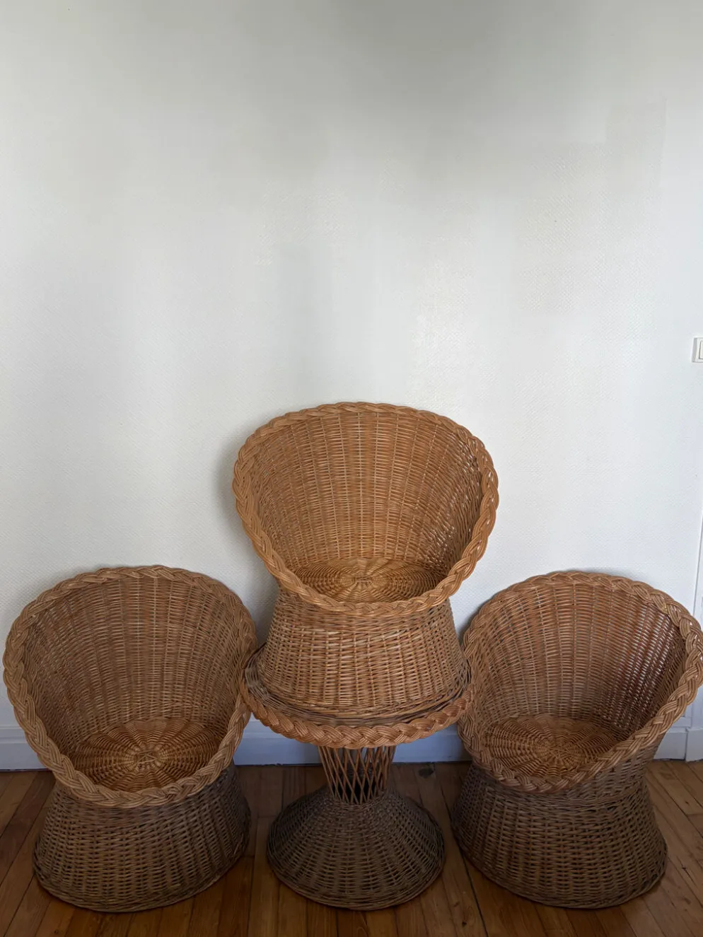Salon en osier années 1960