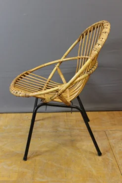 Salon en rotin et fer laqué noir par Rohe Noordwole vers 1950