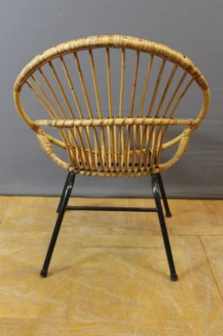 Salon en rotin et fer laqué noir par Rohe Noordwole vers 1950