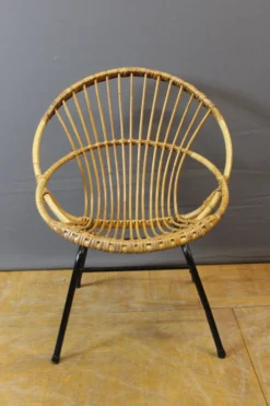 Salon en rotin et fer laqué noir par Rohe Noordwole vers 1950