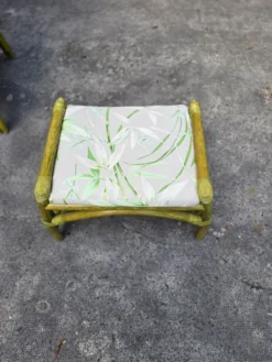 Salon en rotin haut de gamme – 2 fauteuils, pouf & table basse