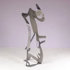 Sculpture abstraite en métal des années 1990 nommée : mensch mit mensch Guido Hafner allemand