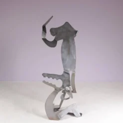 Sculpture abstraite en métal des années 1990 nommée : mensch mit mensch Guido Hafner allemand