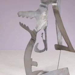 Sculpture abstraite en métal des années 1990 nommée : mensch mit mensch Guido Hafner allemand