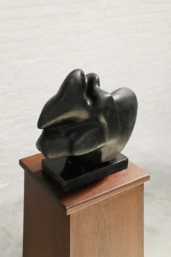 Sculpture abstraite en terre cuite noire, années 1960