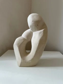 Sculpture abstraite plâtre couple enfant vintage