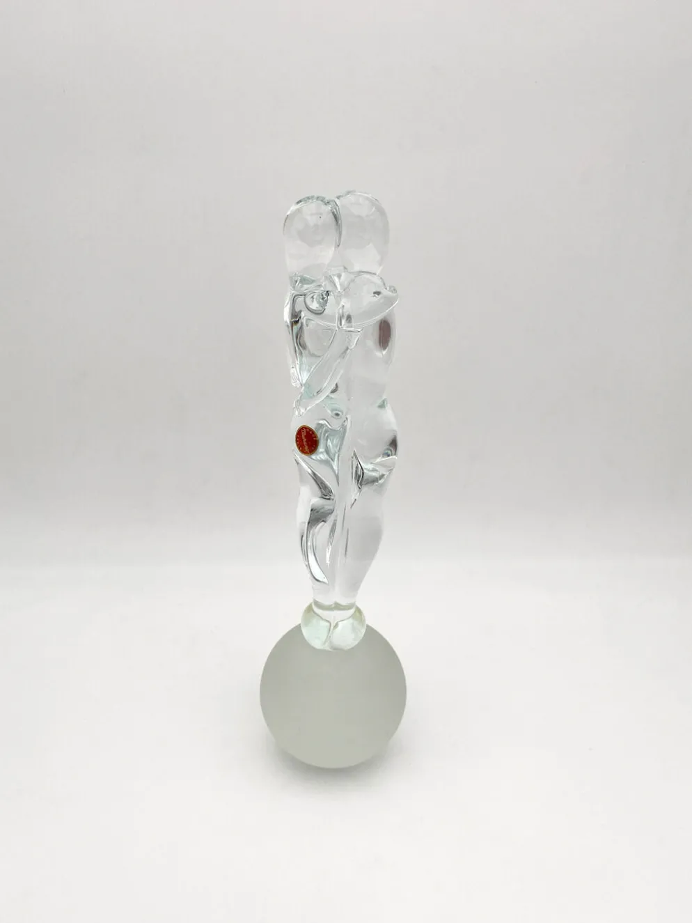 Sculpture Amoureux Verre Massif Murano 2000 Signée Mathis Zane
