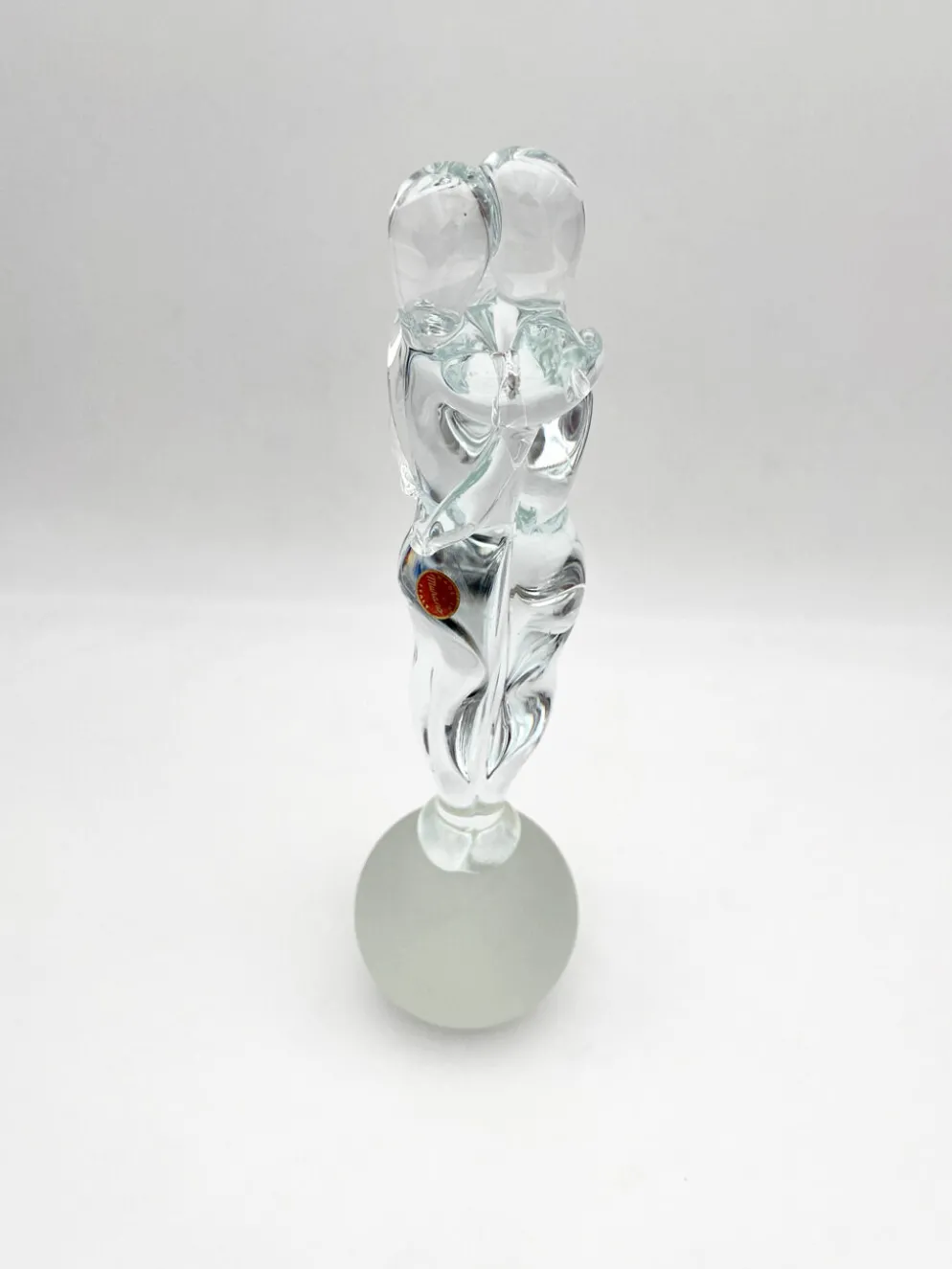 Sculpture Amoureux Verre Massif Murano 2000 Signée Mathis Zane