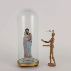 Sculpture ancienne Saint Joseph en vitrine, Italie '900, porcelaine polychrome