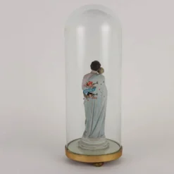 Sculpture ancienne Saint Joseph en vitrine, Italie '900, porcelaine polychrome