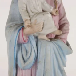 Sculpture ancienne Saint Joseph en vitrine, Italie '900, porcelaine polychrome