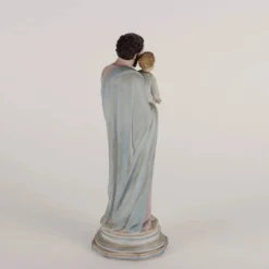 Sculpture ancienne Saint Joseph en vitrine, Italie '900, porcelaine polychrome