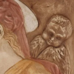 Sculpture ancienne Vierge Marie Italie '900 peinture bas-relief en plâtre