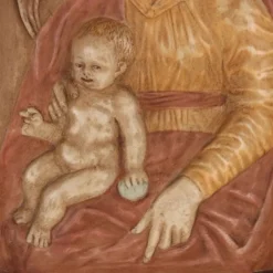 Sculpture ancienne Vierge Marie Italie '900 peinture bas-relief en plâtre