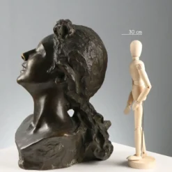 Sculpture ancienne visage de jeune femme en bronze XIX-XX siècle