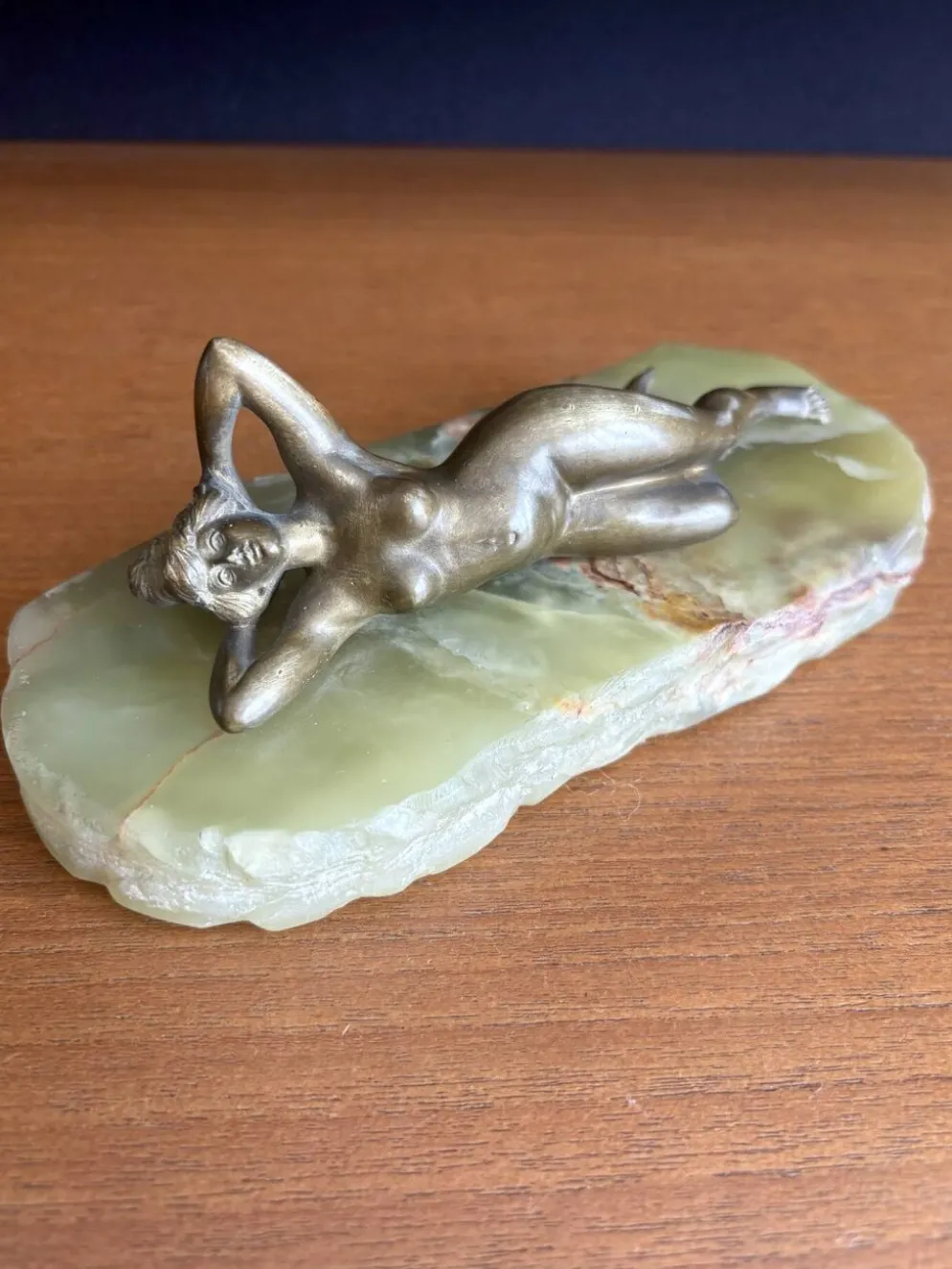 Sculpture Art Deco nu féminin bronze et socle onyx