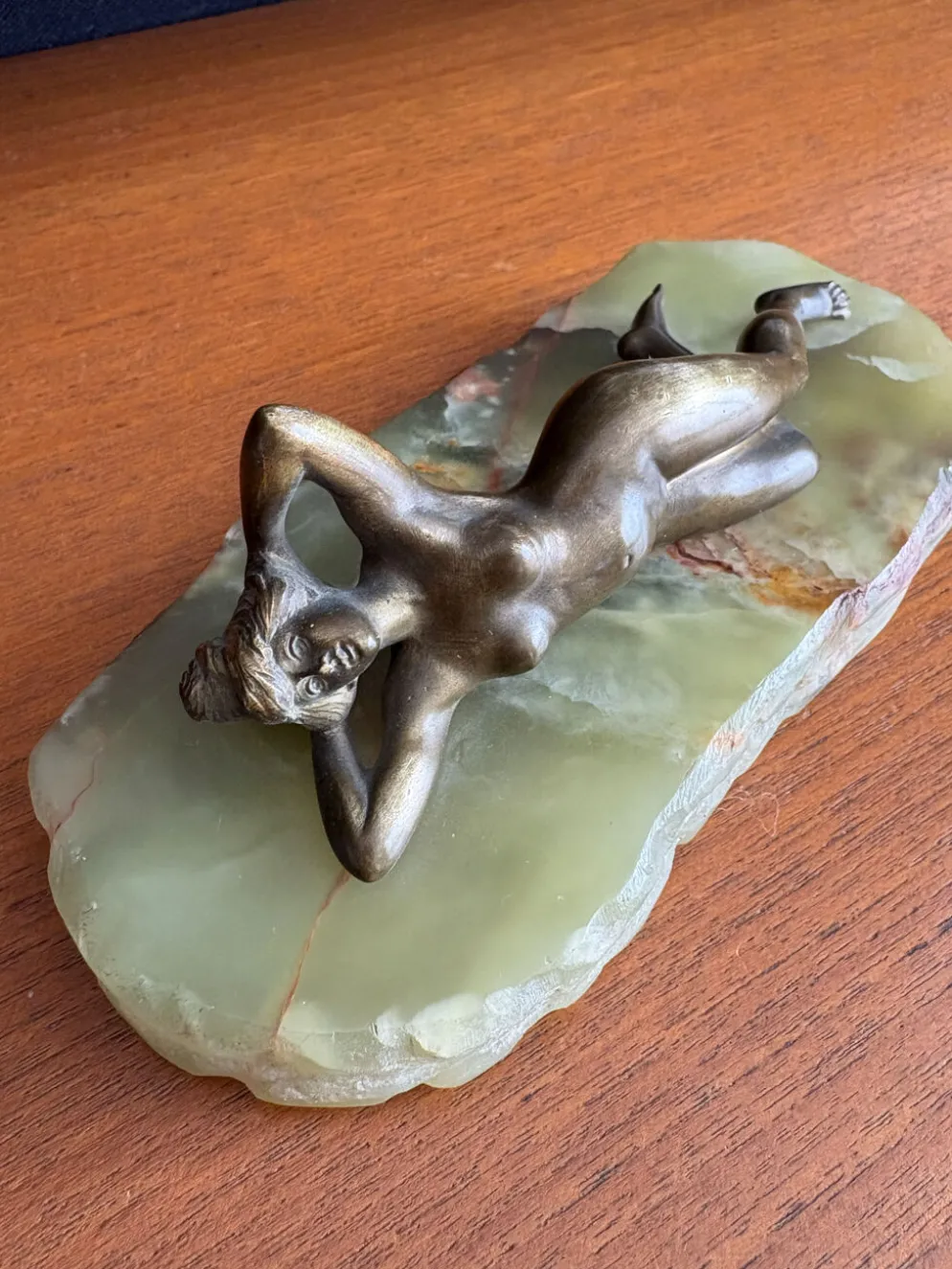 Sculpture Art Deco nu féminin bronze et socle onyx