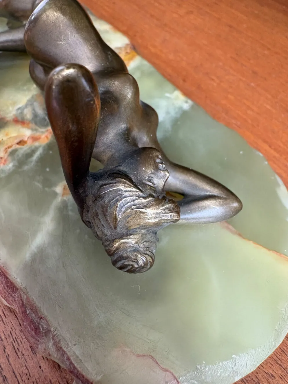 Sculpture Art Deco nu féminin bronze et socle onyx