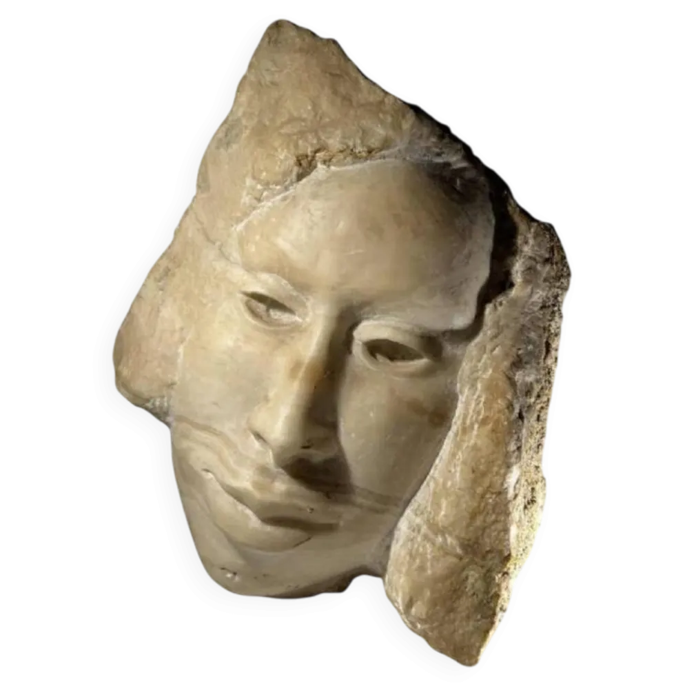 Sculpture buste en marbre, "Visage de femme" Georg Glaser, circa 1980