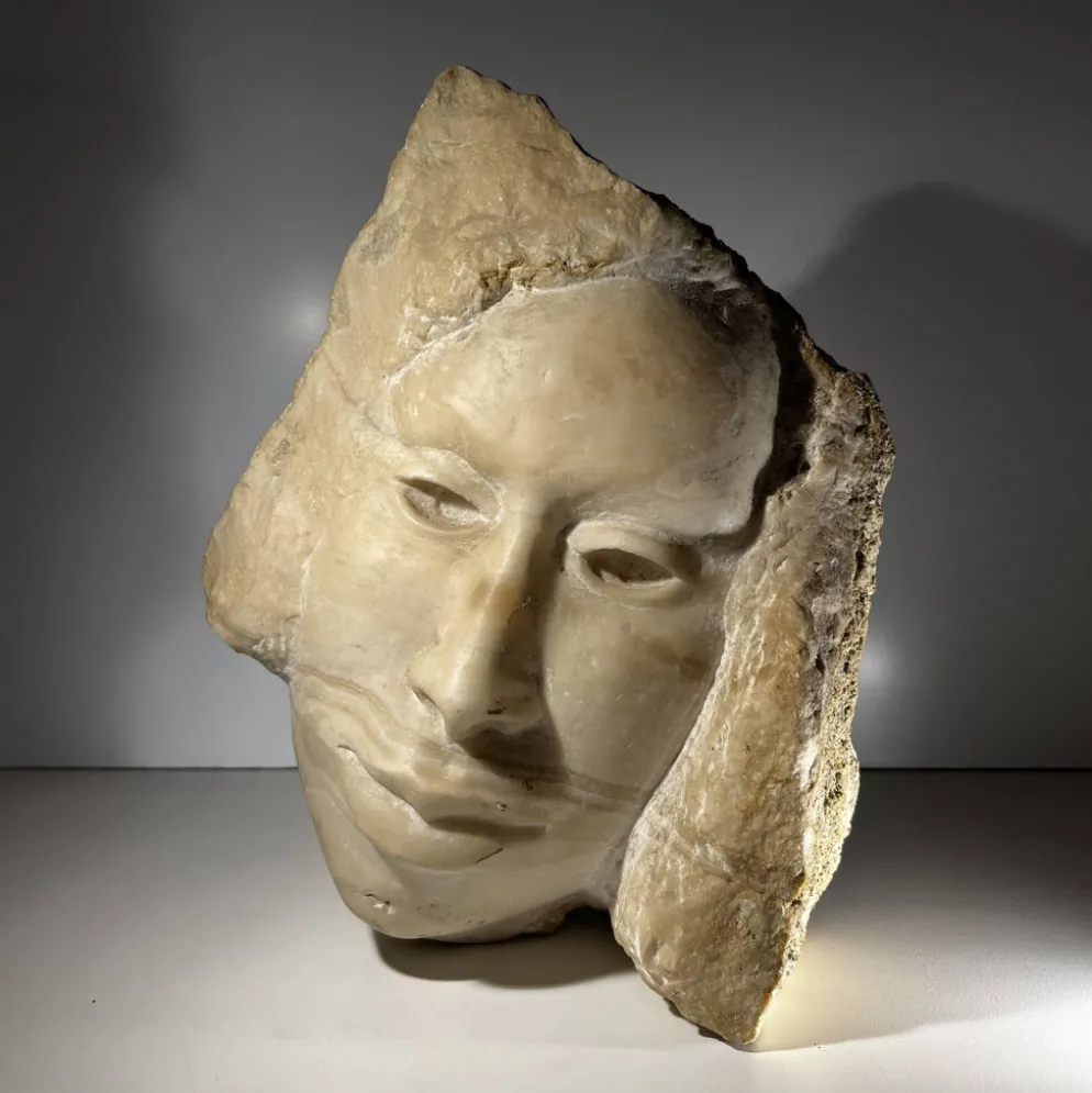Sculpture buste en marbre, "Visage de femme" Georg Glaser, circa 1980