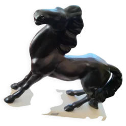 Sculpture Cheval Cabré noir & blanc Charles Lemanceau / Saint-Clément