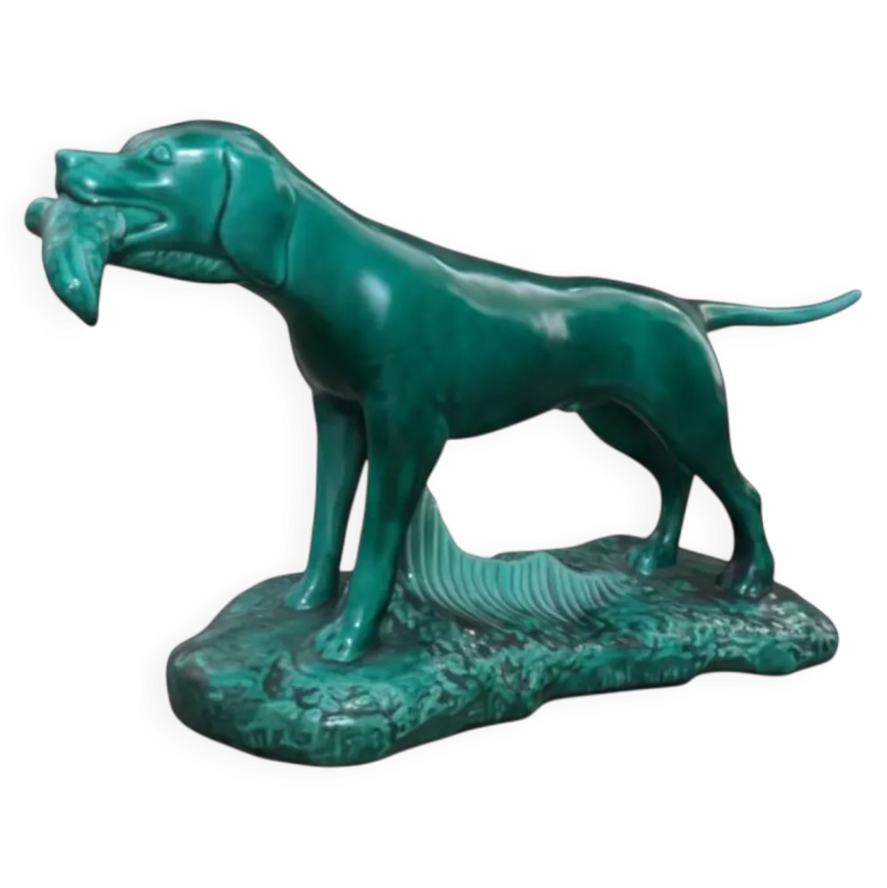 Sculpture Chien de Chasse au Canard - Art Déco - J. MIGNOT - Saint-Clément
