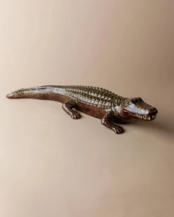Sculpture crocodile vintage en céramique - émail multicolore, par Coccodrillo Italia années 1960 - très décorative, objet de collection, idée cadeau