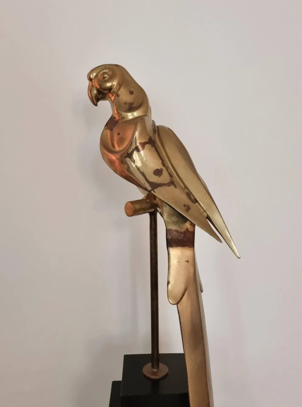 Sculpture décorative en laiton massif représentant un perroquet, années 1970, Palm Beach/Hollywood Regency