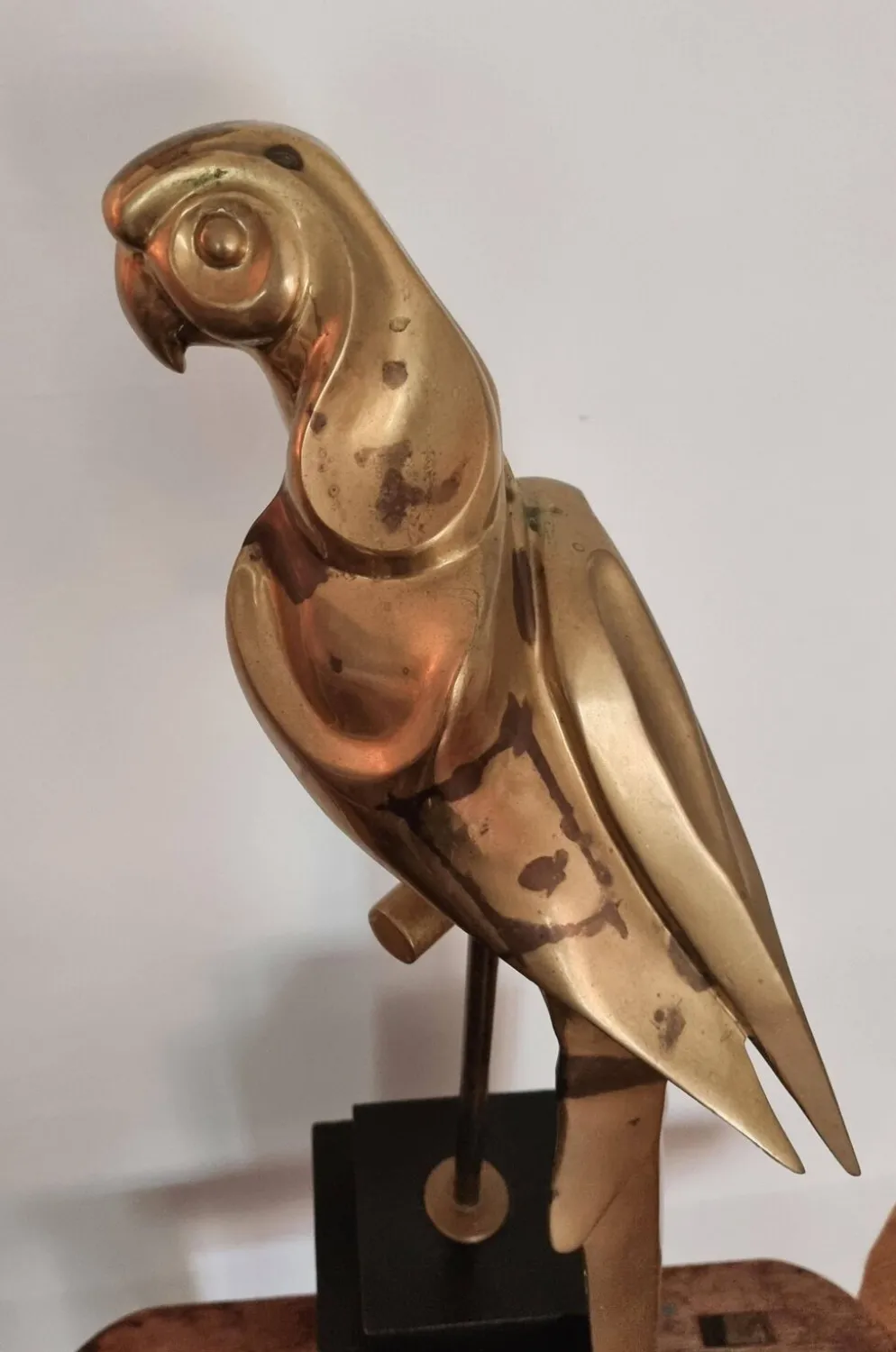 Sculpture décorative en laiton massif représentant un perroquet, années 1970, Palm Beach/Hollywood Regency