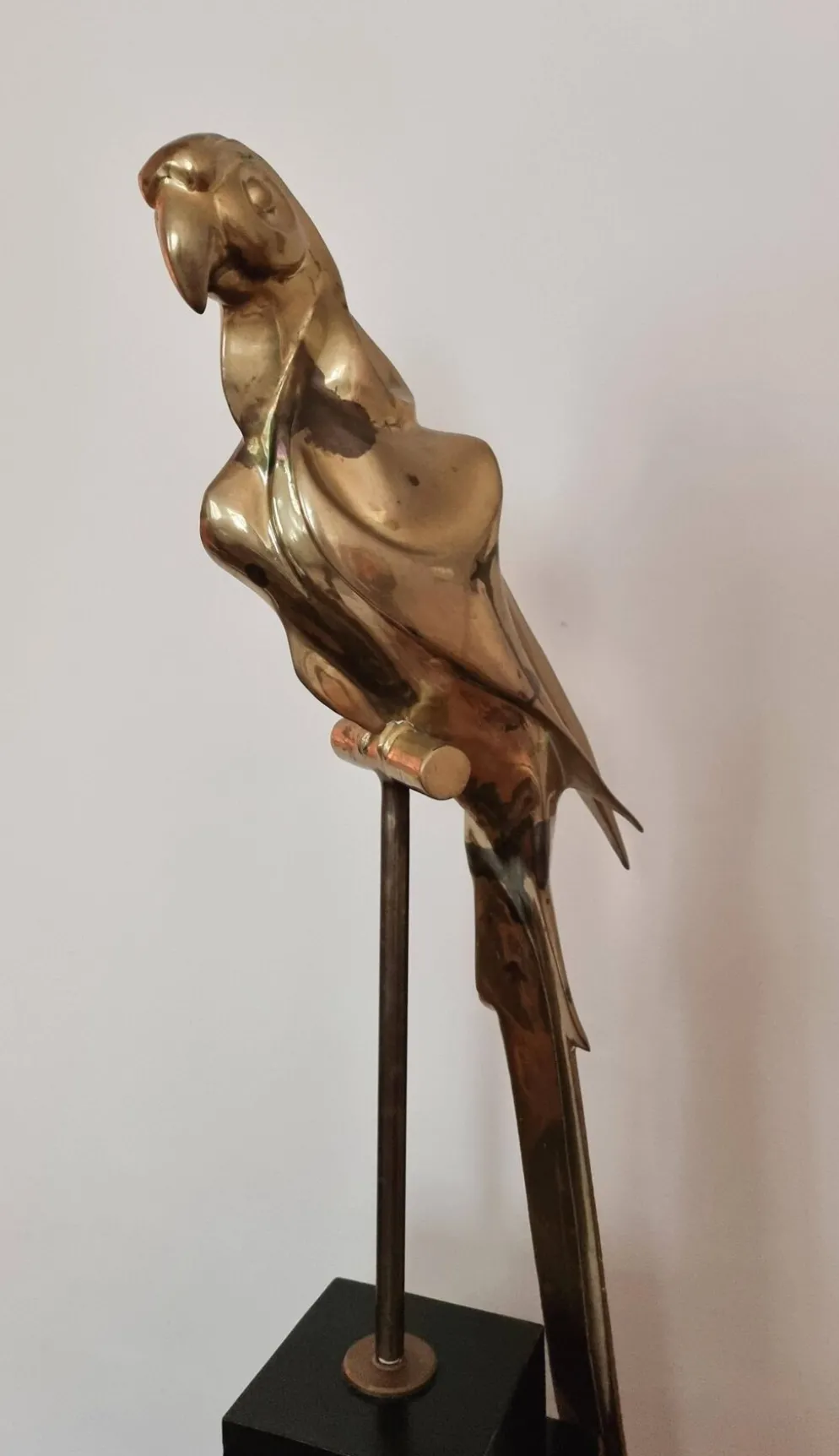 Sculpture décorative en laiton massif représentant un perroquet, années 1970, Palm Beach/Hollywood Regency