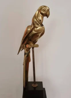 Sculpture décorative en laiton massif représentant un perroquet, années 1970, Palm Beach/Hollywood Regency