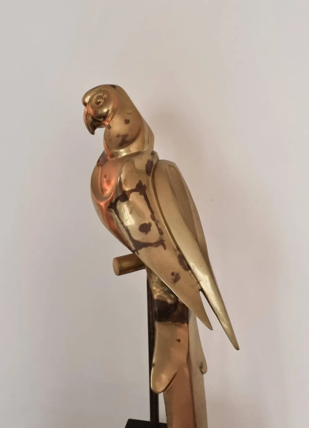 Sculpture décorative en laiton massif représentant un perroquet, années 1970, Palm Beach/Hollywood Regency