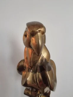 Sculpture décorative en laiton massif représentant un perroquet, années 1970, Palm Beach/Hollywood Regency