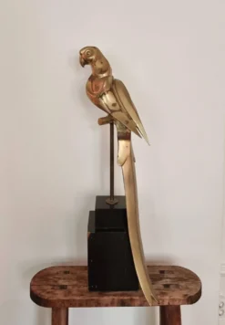 Sculpture décorative en laiton massif représentant un perroquet, années 1970, Palm Beach/Hollywood Regency