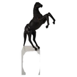 Sculpture de cheval en cuir antique du début du 20e siècle avec des yeux en verre